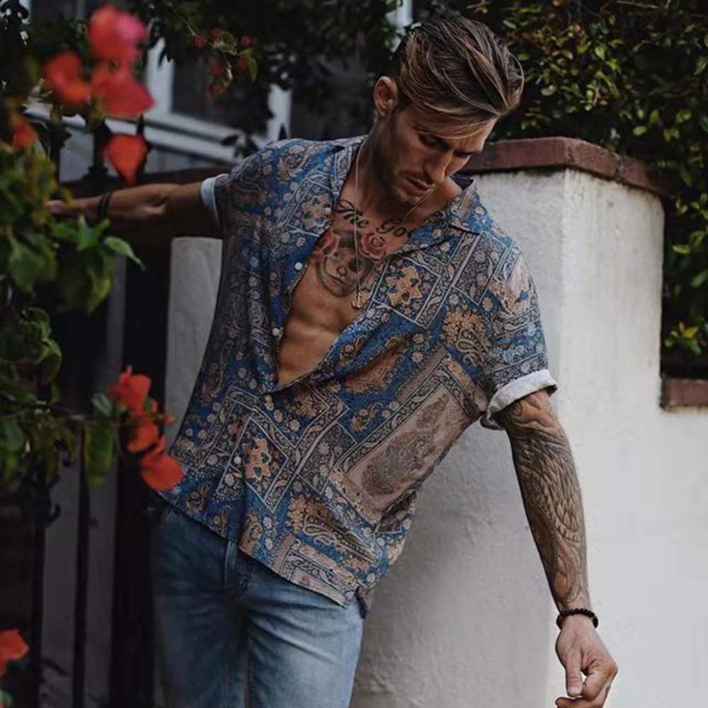 Beach print short sleeve