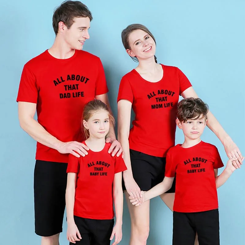 Parent-Child Short-Sleeved Family Clothes Warm European And American Personality Simple Letter Printing