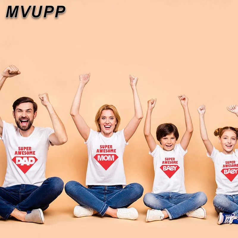 Parent-Child Family Set Diamond Red Letter Printed Short-Sleeved T-Shirt