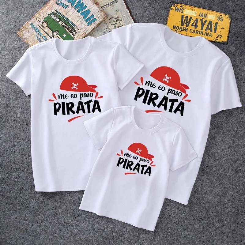 Parent-Child Summer Round Neck T-Shirt Simple Letter Printing Short Sleeves