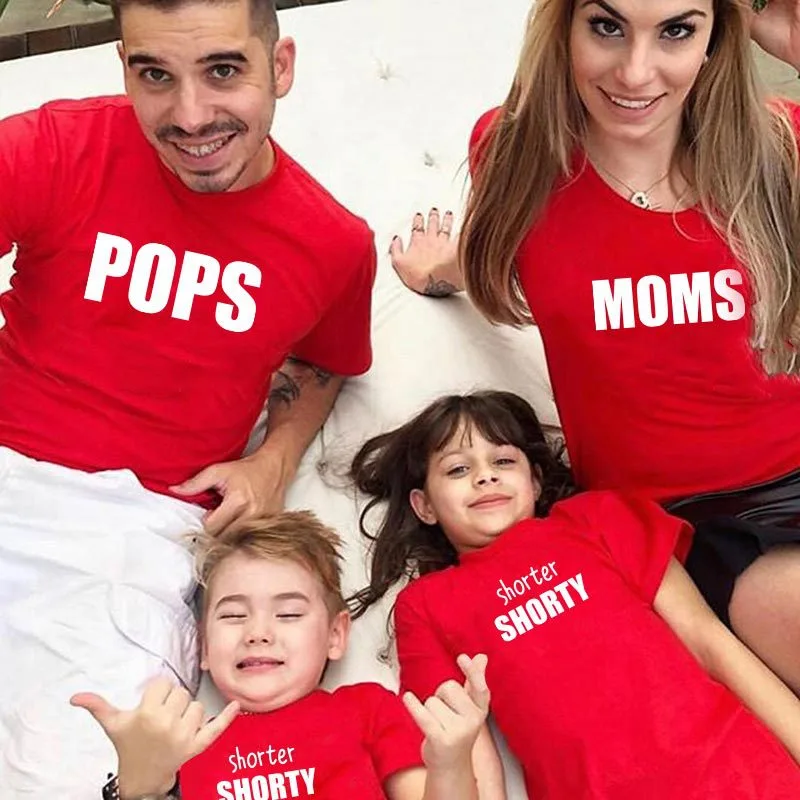 Parent-Child Wear A Family Of Three Fashion Short-Sleeved T-Shirt Family Wear European And American New Style