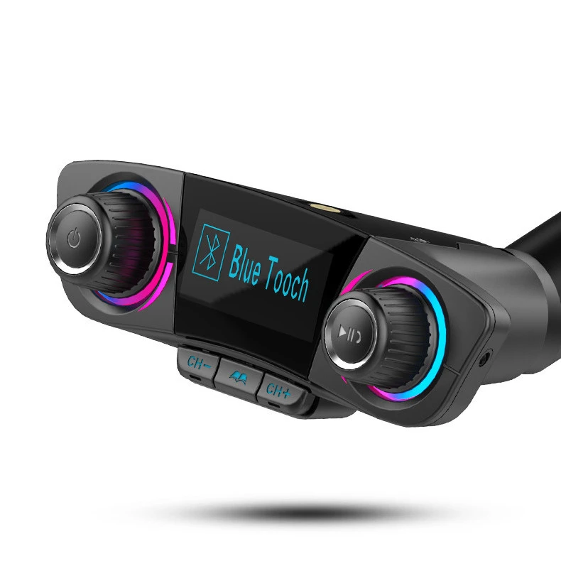 Dual-head Car Bluetooth Mp3 Dual-knobs, Cool Lights, Large-screen Display