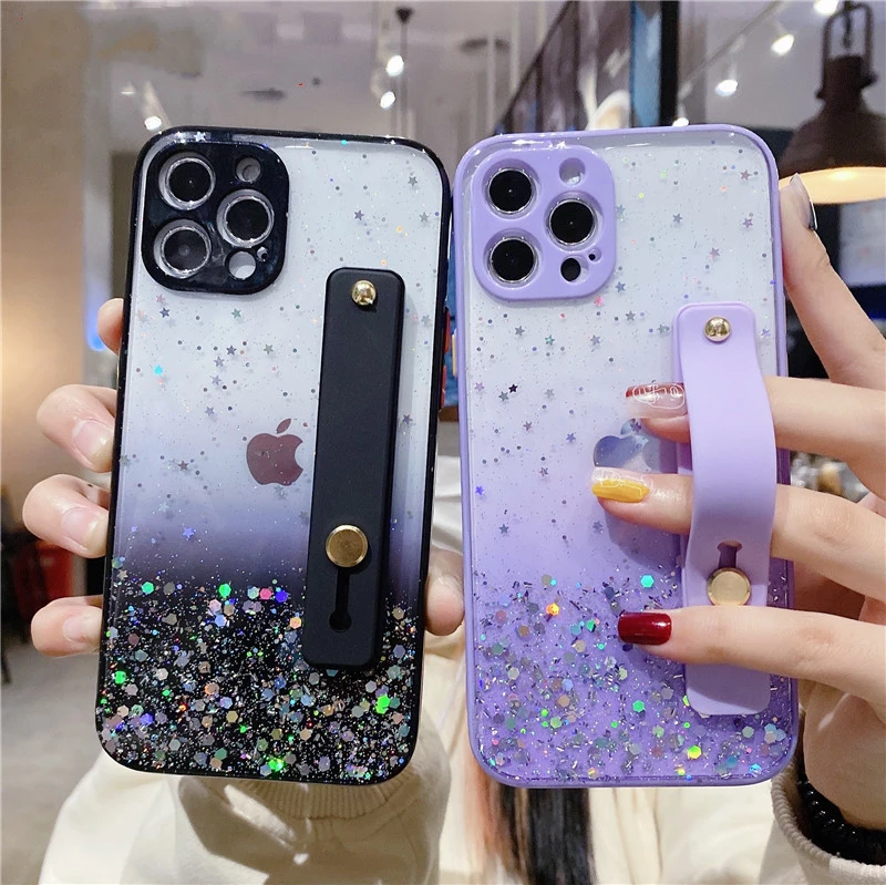 Mobile Phone Case Epoxy Glitter 11pro Gradient Fine Hole Transparent Case