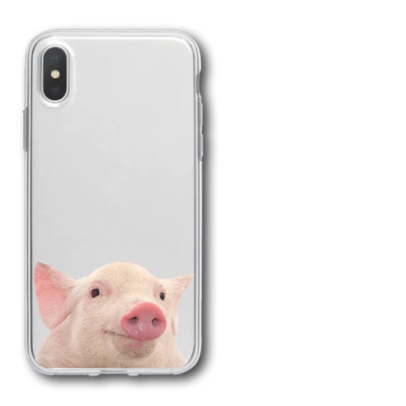 Compatible with Apple , Cute Piggy Mobile Phone Case Transparent Soft Cover