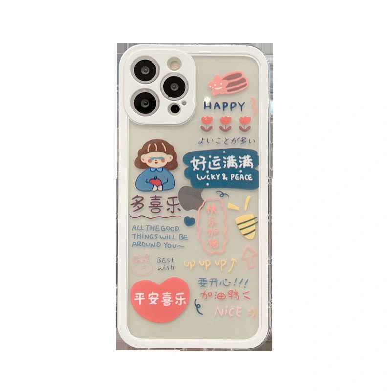 Text Cartoon Girl Transparent Phone Case