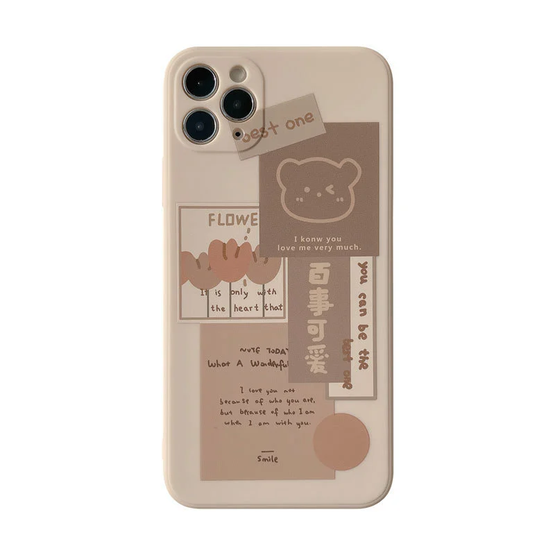 Compatible With Bear Mobile Phone Case Cute Straight Edge Silicone