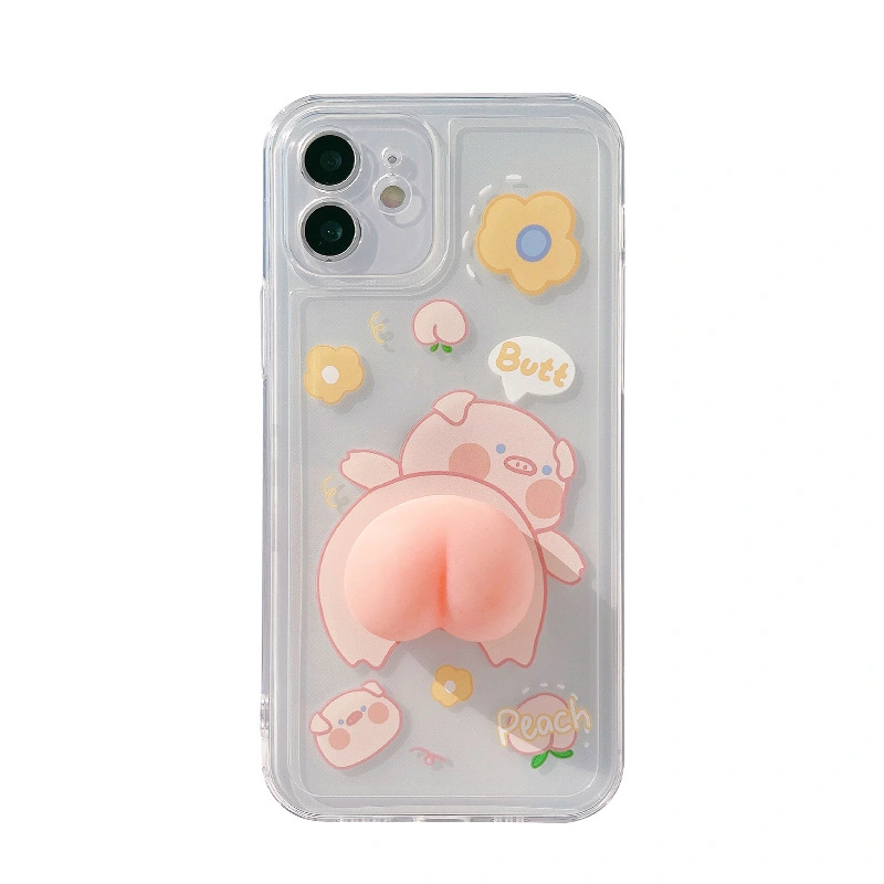 Compatible with Apple , Three-dimensional Piggy Butt Phone Case XS Pinch Music Silicone Case