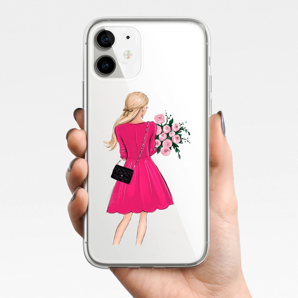 Compatible with Apple, Suitable For IPhone12 Fashion Girl Transparent Mobile Phone Case