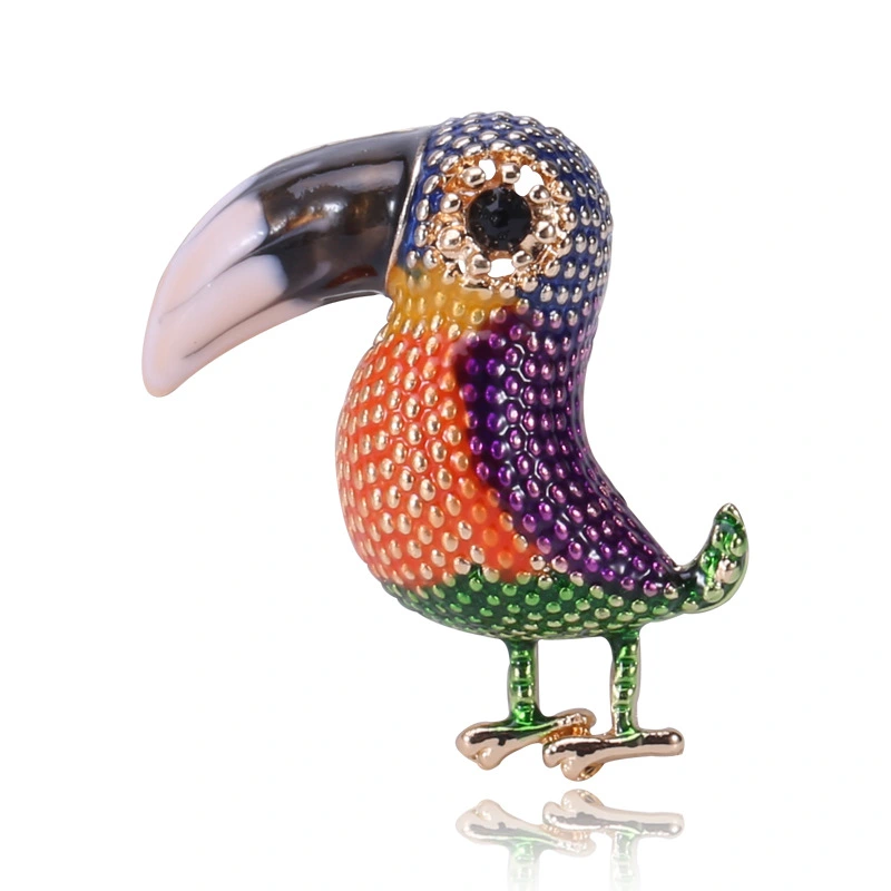 High-end Color Dripping Oily Cormorant Big-billed Bird Brooch