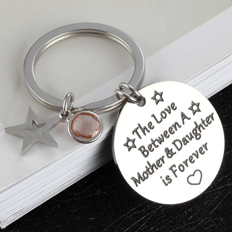 Stainless Steel And Titanium Steel Keychain Fashion Diamond Small Hanging