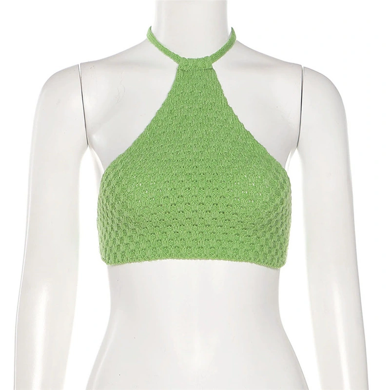 Fashion Ladies Halterneck Slim-fit Base Knitted Vest