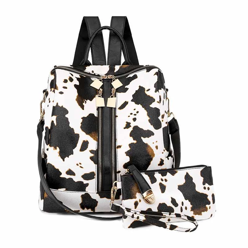 Fashionable And Simple Women's Printed Leather Backpack