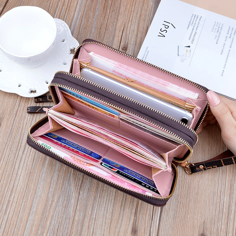 Hand Wallet Ladies Long Double Zipper Letters Large Capacity Double Layer