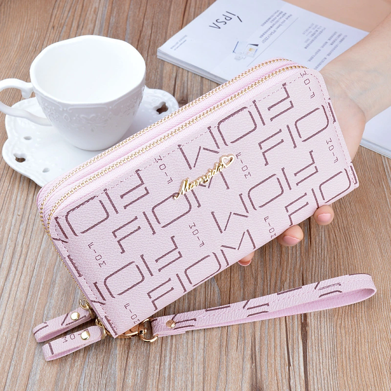 Hand Wallet Ladies Long Double Zipper Letters Large Capacity Double Layer