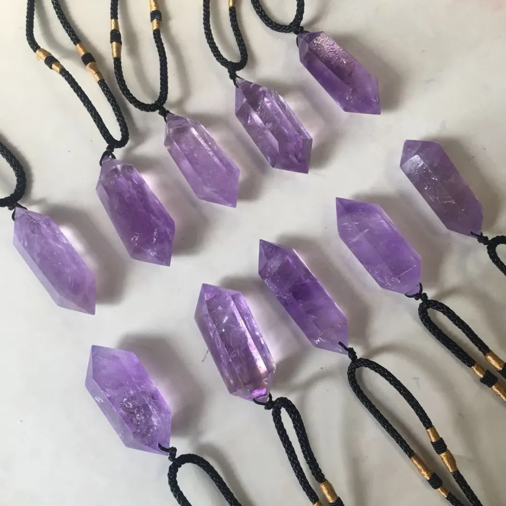 Natural Dream Amethyst Double Pointed Crystal Column Pendant