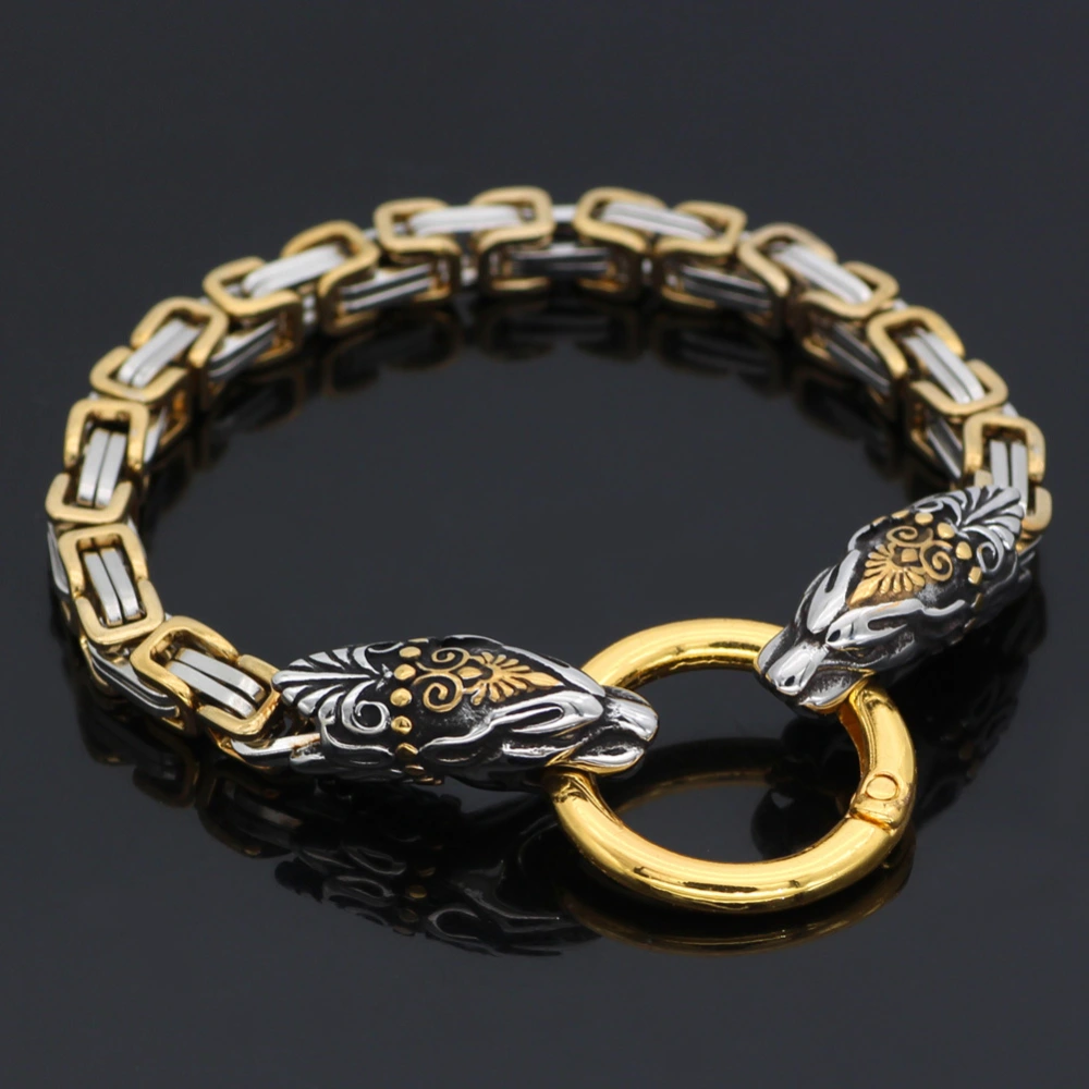 Nordic Fancy Wolf Head Emperor Chain 8mm Bracelet