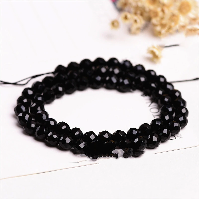 Faceted Semi-finished Products, Black Agate Loose Beads