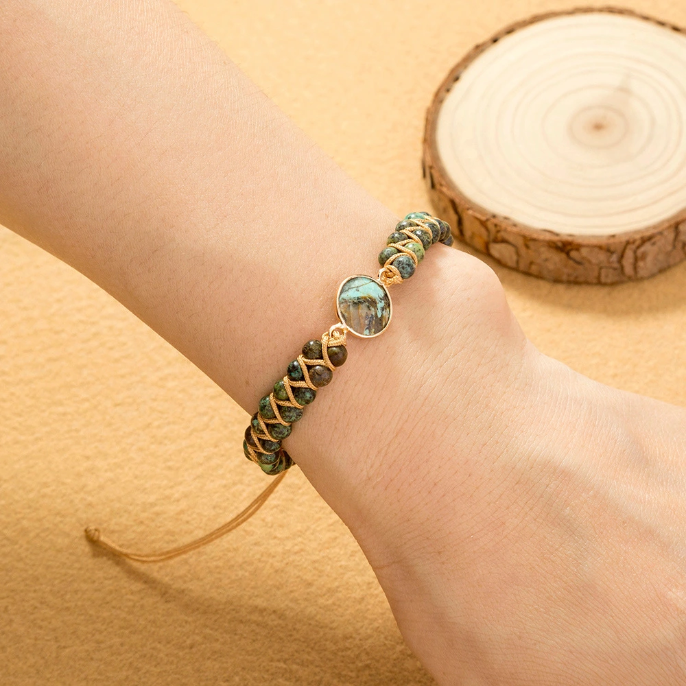 New Creative Woven Double Layer Stone Winding Bracelet Niche Design Bracelet