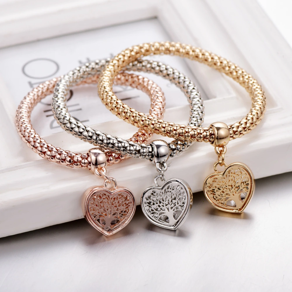 Fashionable Tree Of Life Diamond Hollow Corn Stretch Life Tree Bracelet