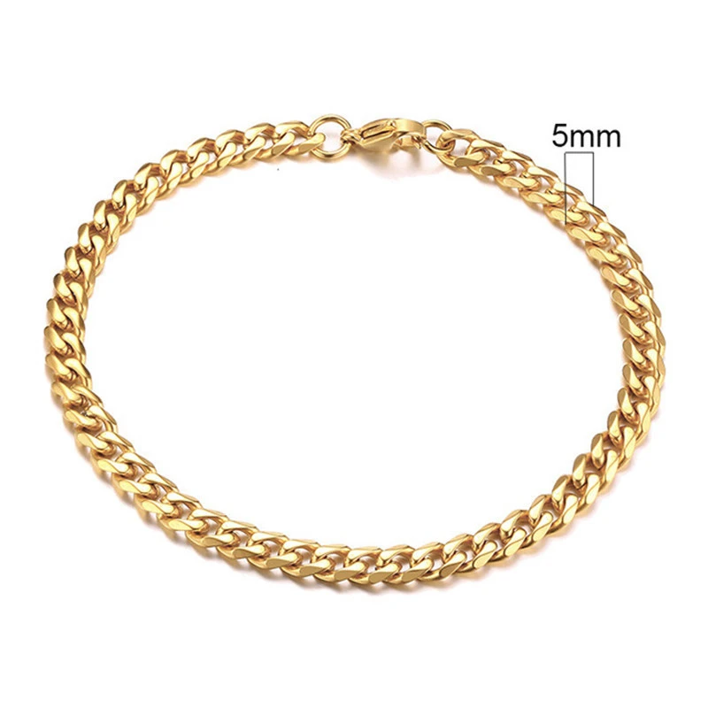 Stainless Steel Gold-plated Men's Six-sided Bracelet