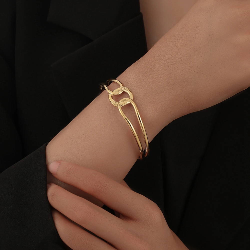 Stainless Steel Square Interlaced Line  Bracelet