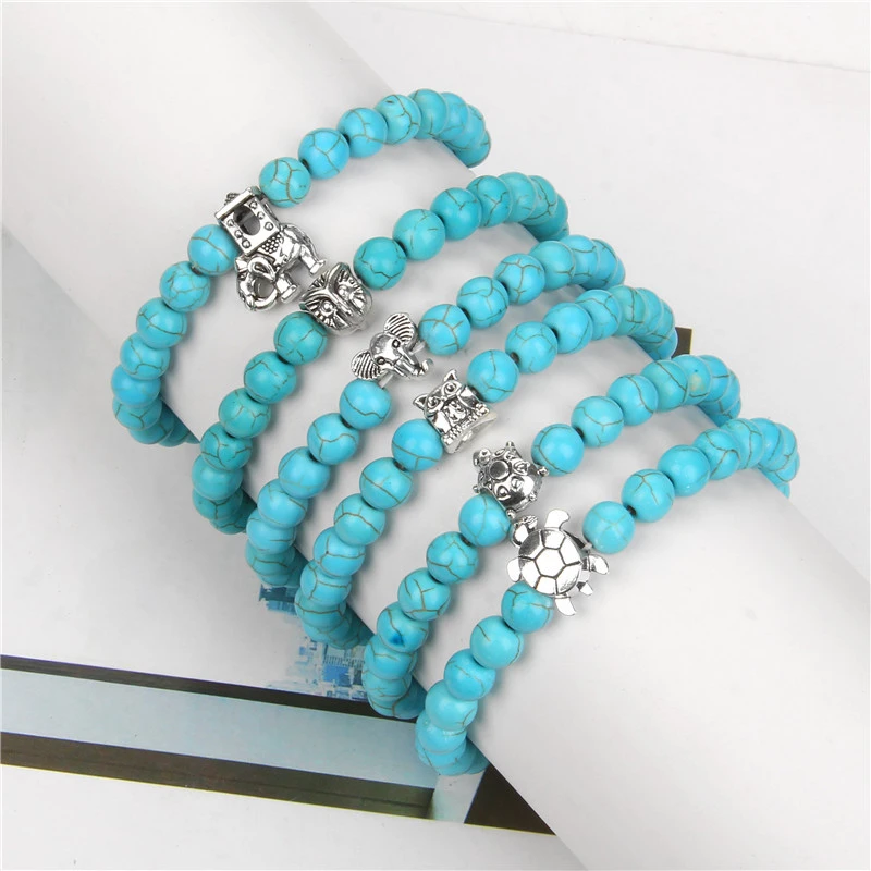 New Blue Turquoise Bracelet Male Bohemia