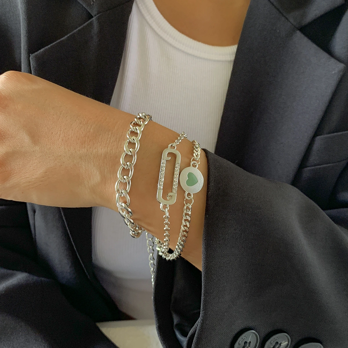 Geometric Micro-inlaid Chain Love Bracelet