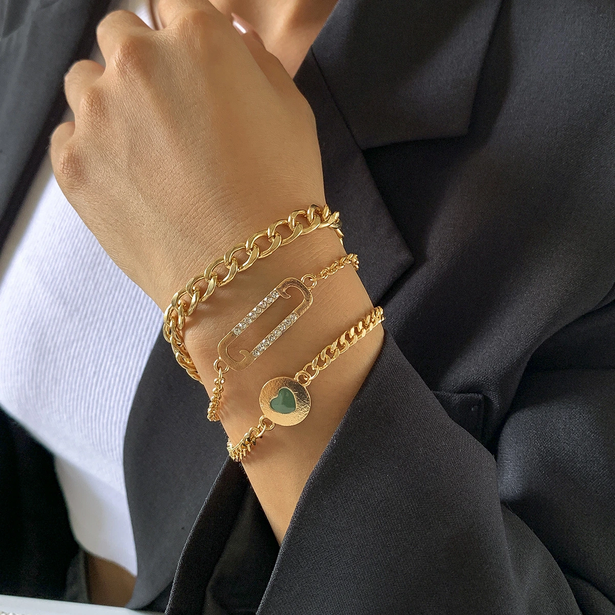 Geometric Micro-inlaid Chain Love Bracelet
