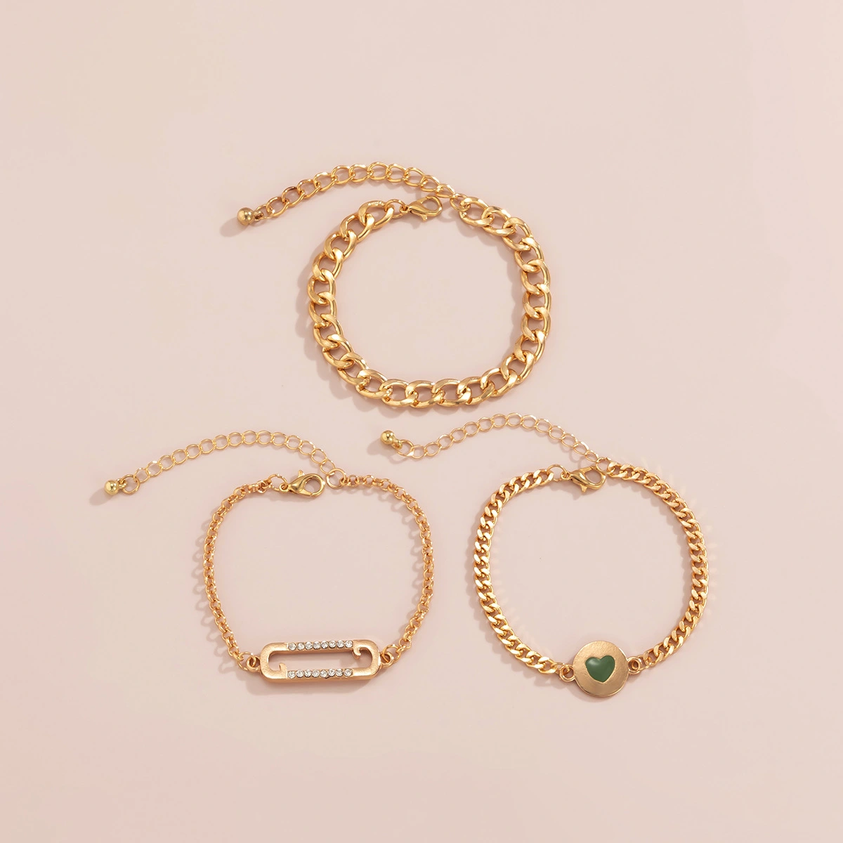 Geometric Micro-inlaid Chain Love Bracelet