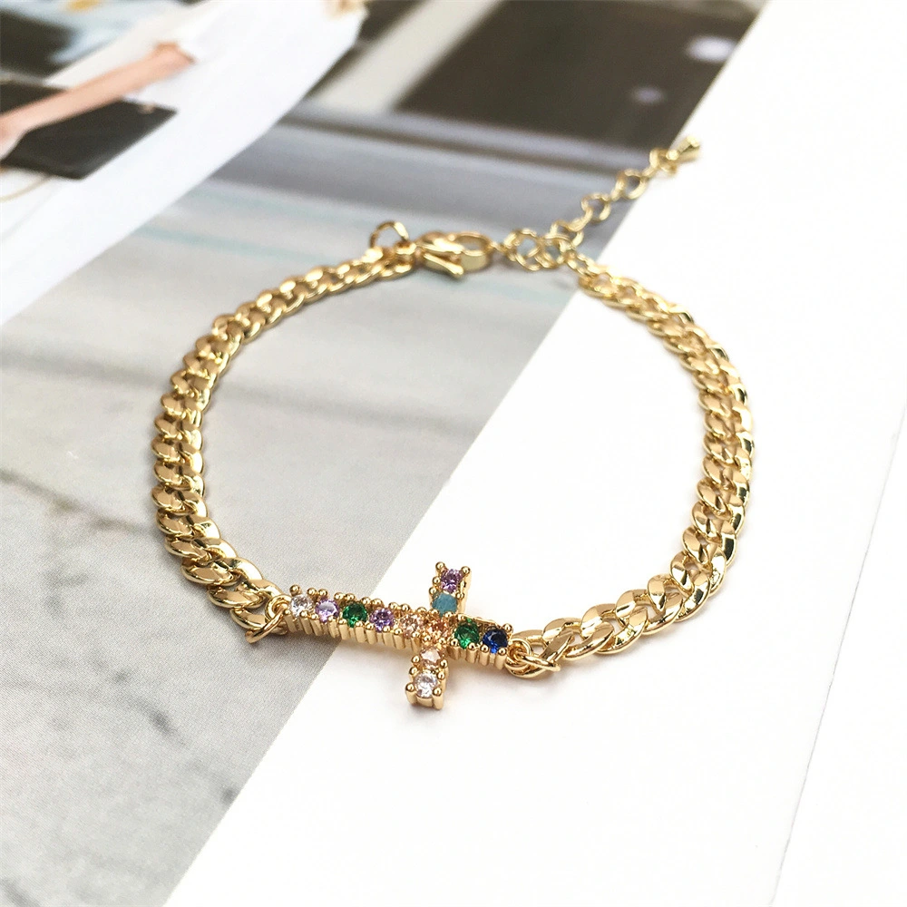 Micro Inlaid Zircon Cross Bracelet Female Ins Tide