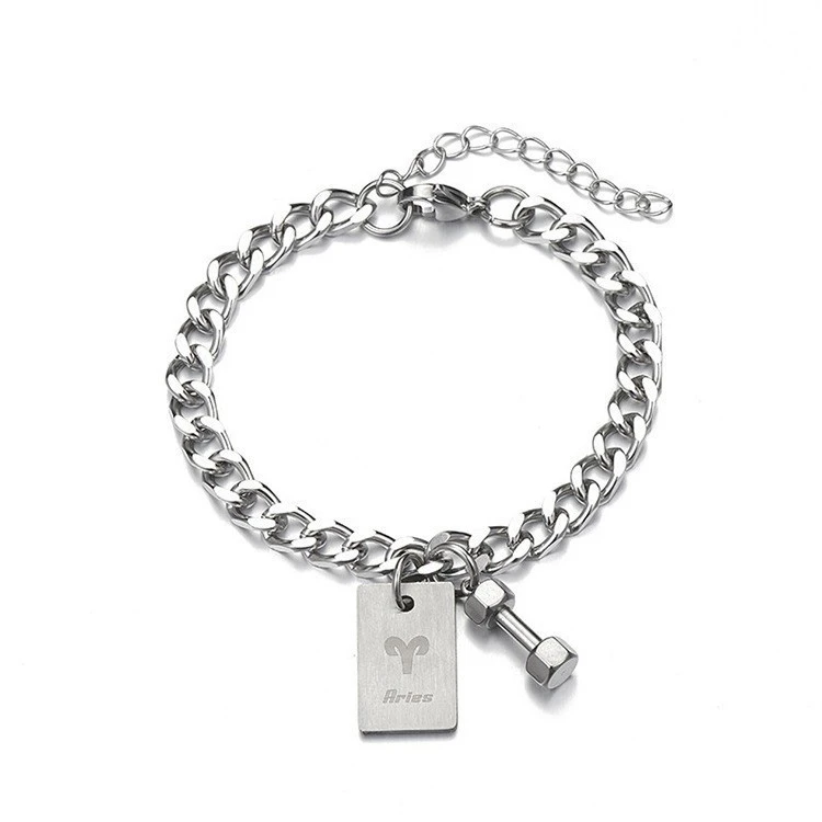 Twelve Constellation Titanium Steel Bracelet Male Korean Personalized Fitness