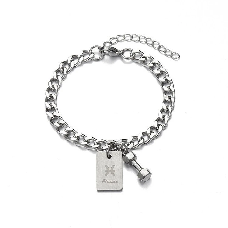 Twelve Constellation Titanium Steel Bracelet Male Korean Personalized Fitness