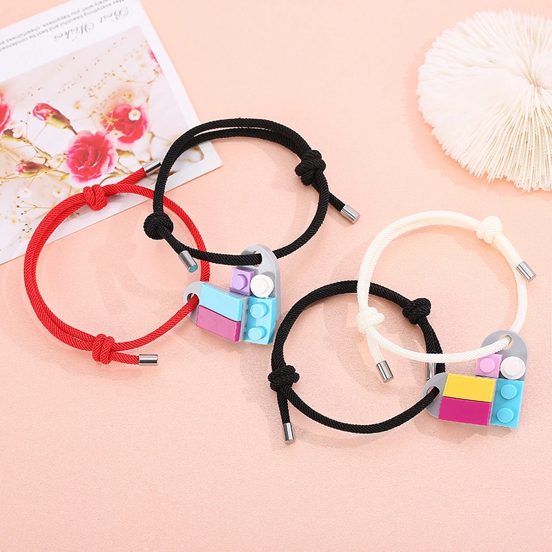 A Pair Of Milan Rope Building Blocks Assembling Love Couple Bracelets