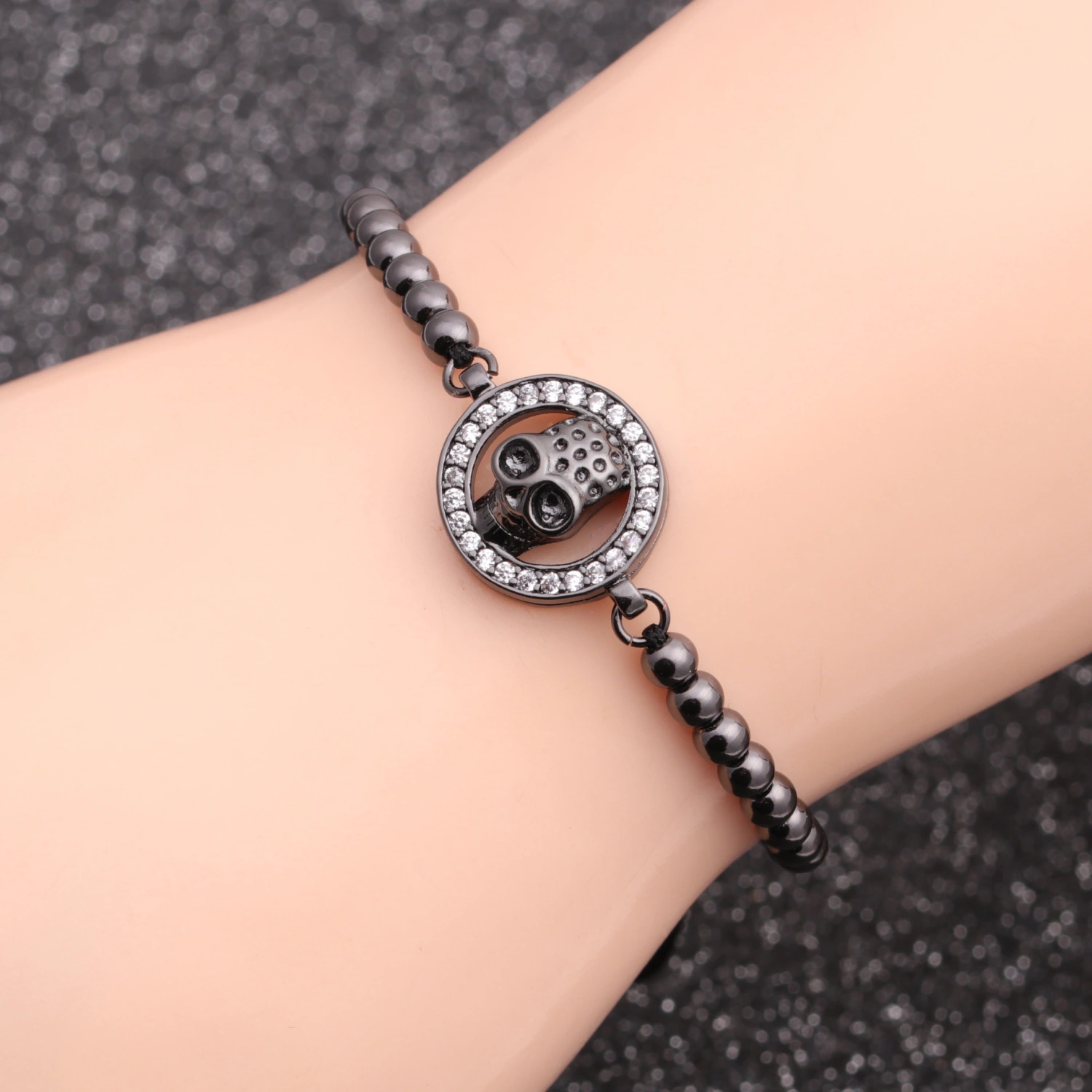 Halloween Man's Tiny Zircon Skull Bracelet
