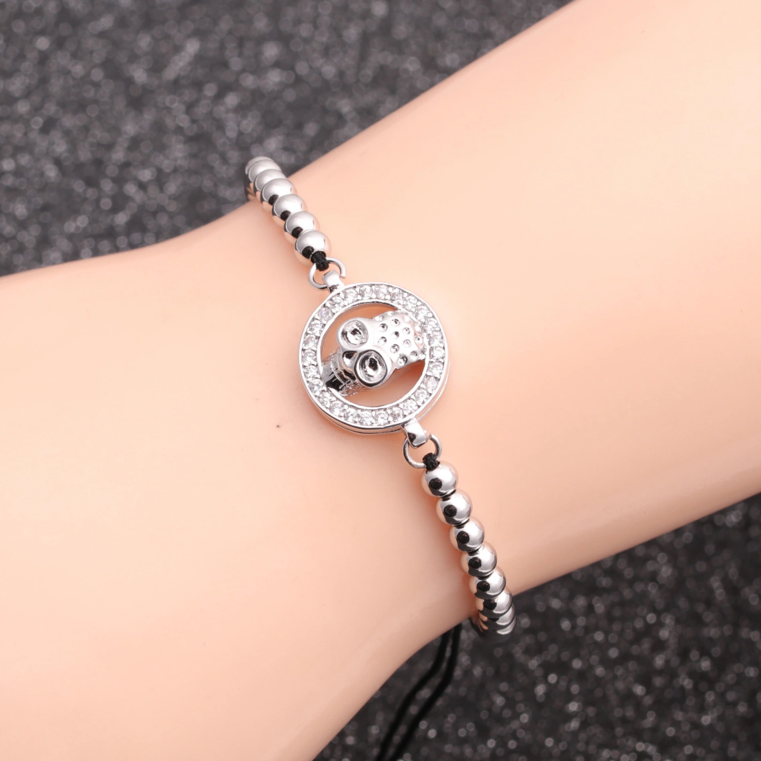 Halloween Man's Tiny Zircon Skull Bracelet
