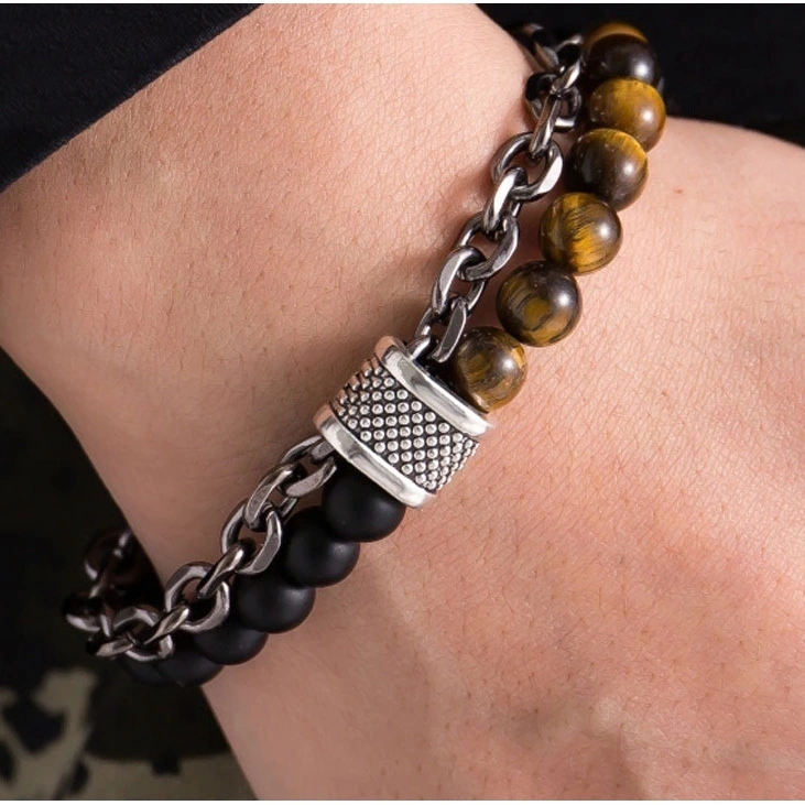 Beaded Chain Double Layer Men's Bracelet