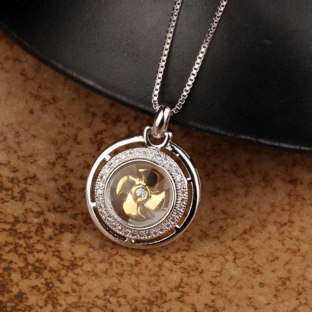 Time To Revolve In A Circle Crystal Windmill Pendant