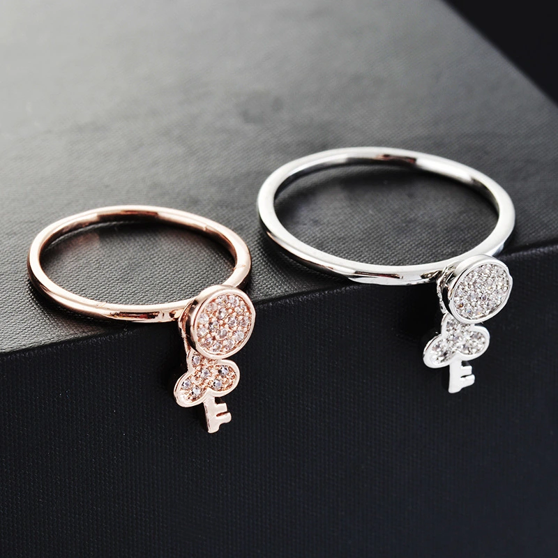 Creative Couple Key Diamond Ring Micro-inlaid Zircon Ring Wedding Ring