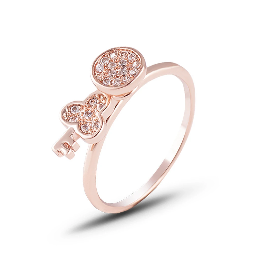 Creative Couple Key Diamond Ring Micro-inlaid Zircon Ring Wedding Ring