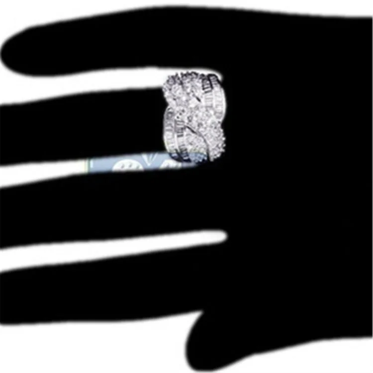 New Fashion Women's Inlaid Silver Zircon Ring