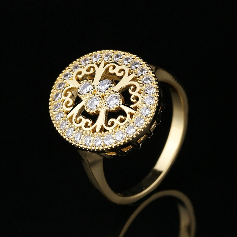 Luxury Fashion Zircon Hollow Flower Oval Wedding Ring