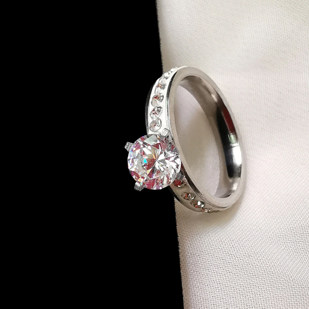 Pottery Clay Point Diamond Stainless Steel Ring Zircon Ring