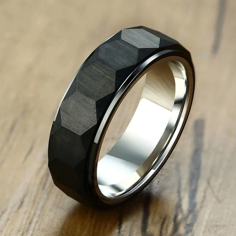 Men's New Batch Flower Room Black Tungsten Steel Ring