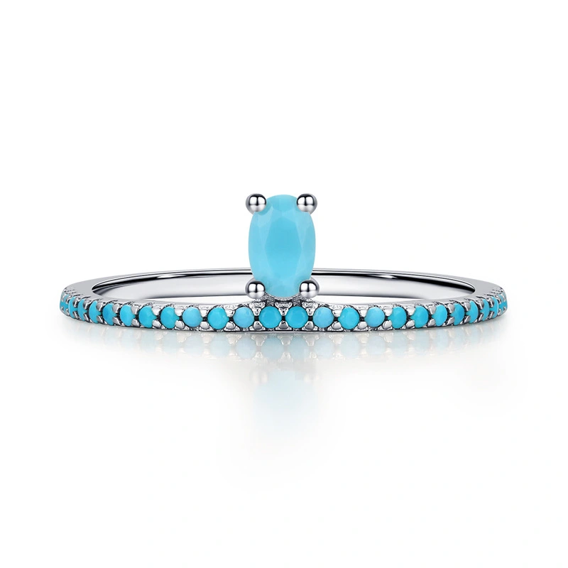 Sterling Silver Turquoise Crown Niche Ring Women