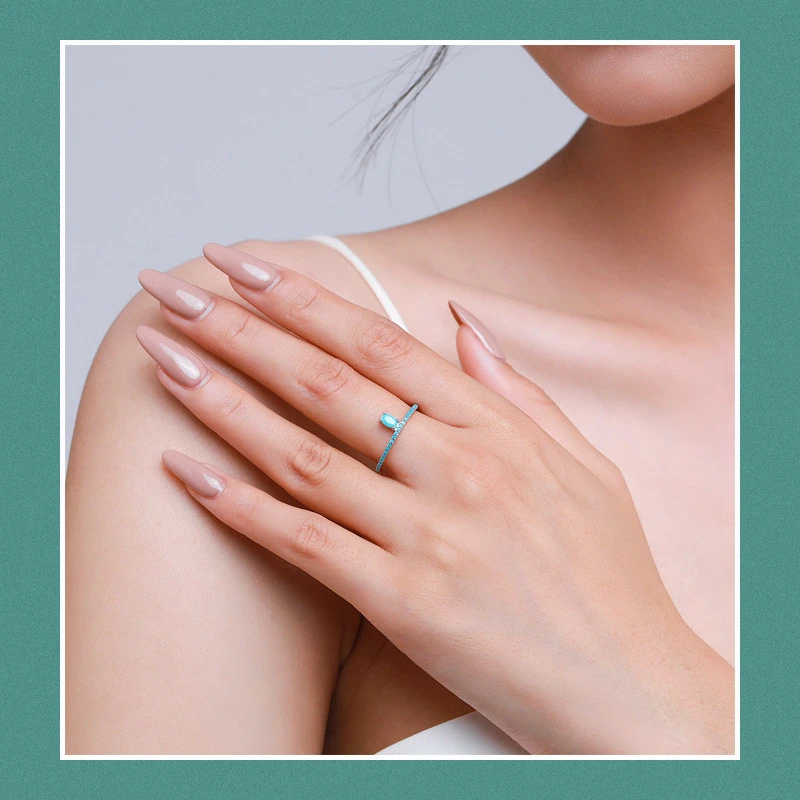 Sterling Silver Turquoise Crown Niche Ring Women