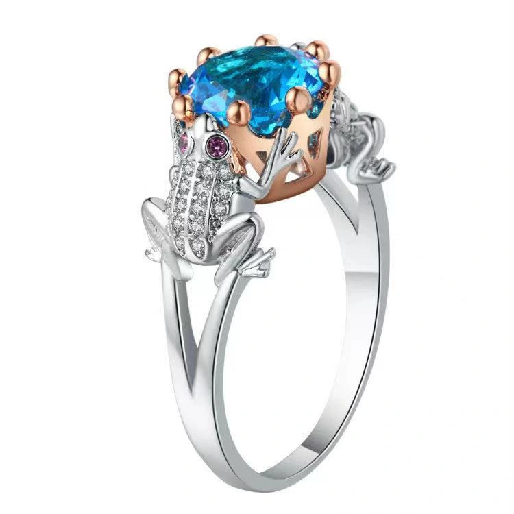 Ornament Creative Two-color Frog Blue Zircon