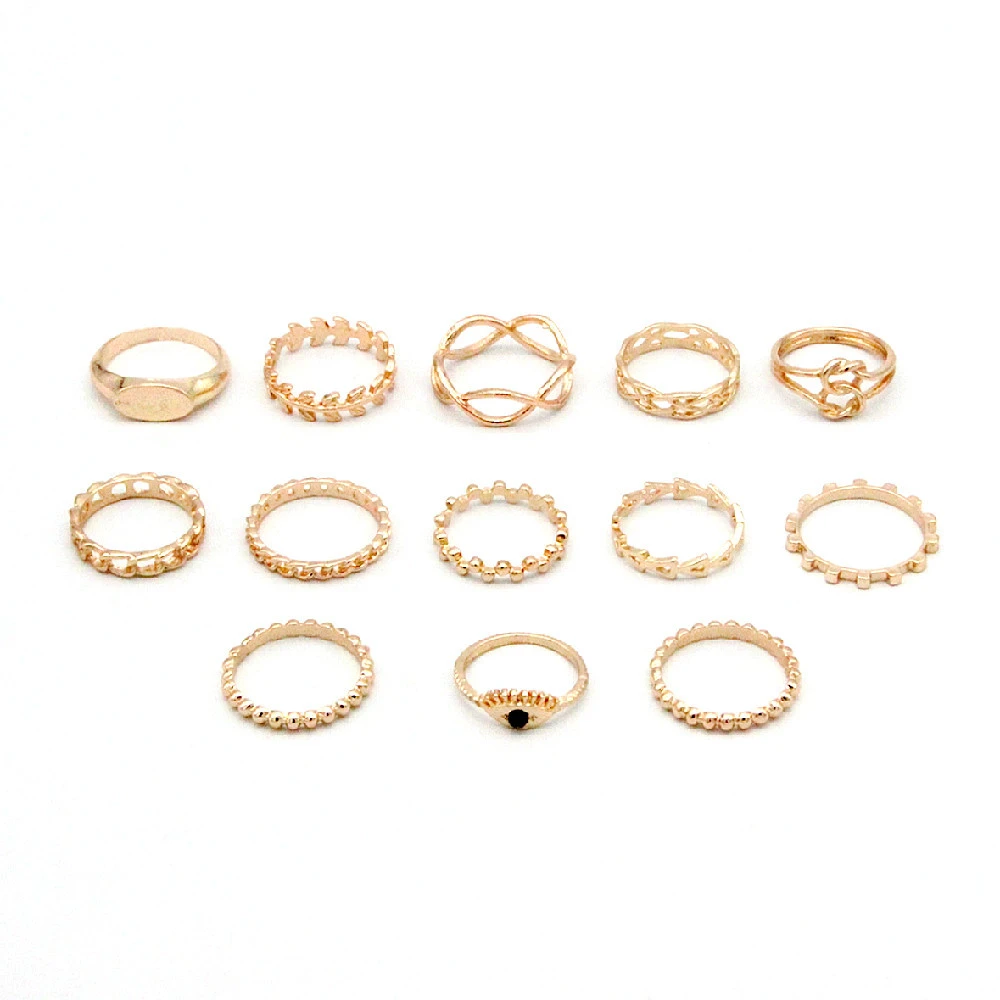 Retro Exaggerated Star Moon Leaf Demon Eye 13 Piece Set  Joint Ring