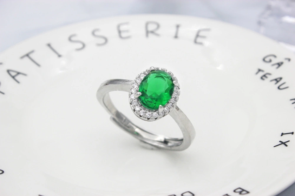 Geometric Love Emerald Micro-set Zircon Ring