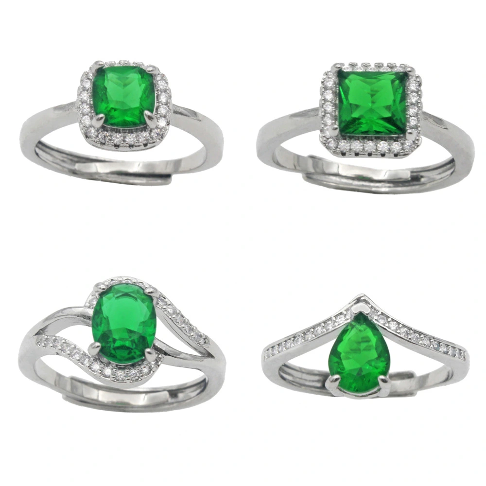Geometric Love Emerald Micro-set Zircon Ring