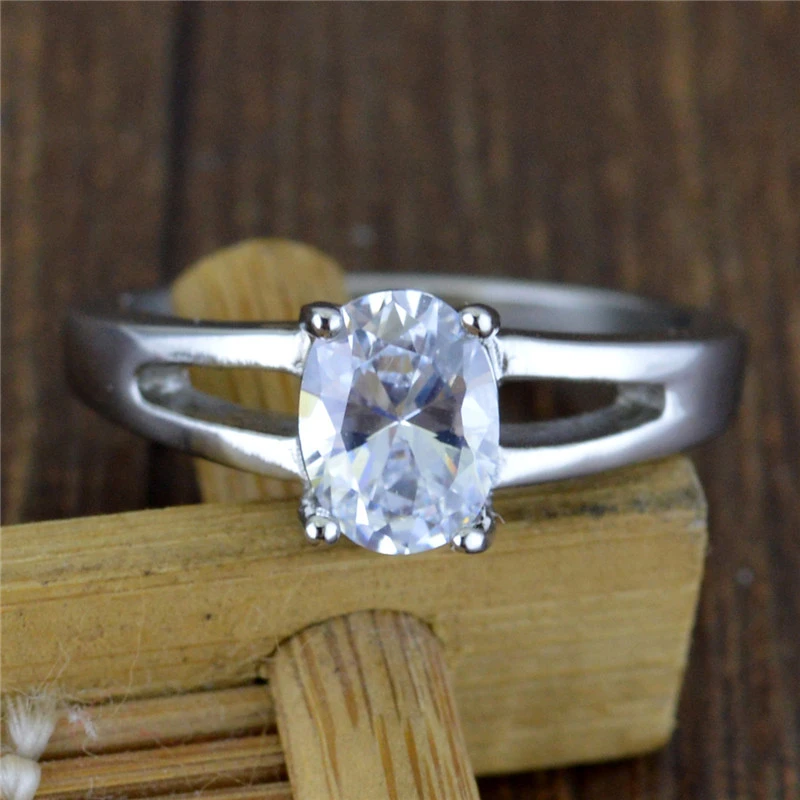 Imitation Platinum Real   Female Titanium Steel Diamond Ring